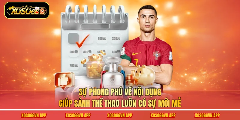 Sự phong phú về nội dung giúp sảnh thể thao luôn có sự mới mẻ
